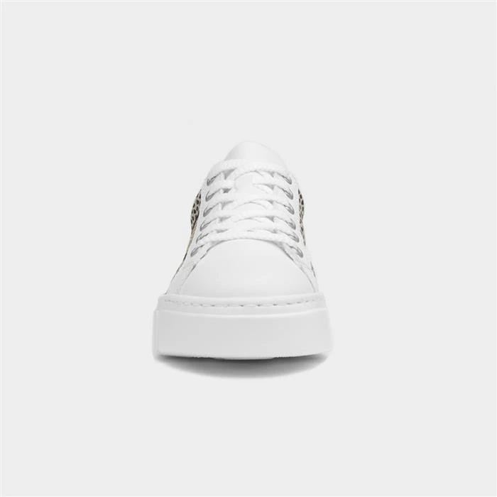Rieker Womens White Leopard Lace Up Casual Shoe