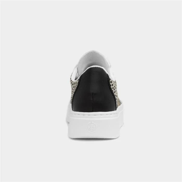 Rieker Womens White Leopard Lace Up Casual Shoe - Image 3
