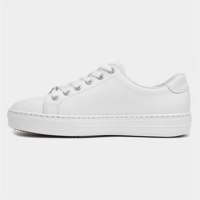 Rieker Womens White Leather Casual Shoe - Image 2