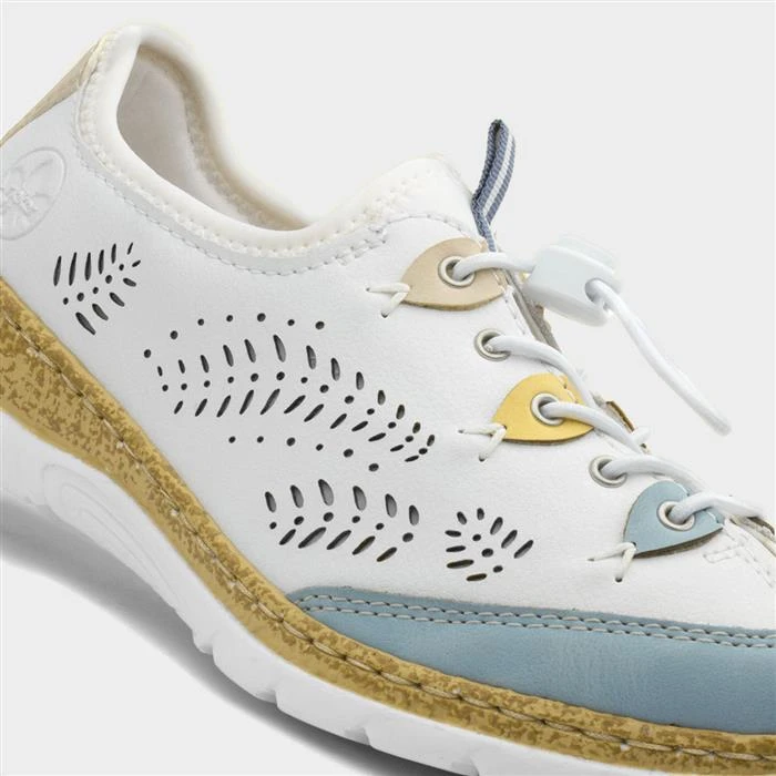 Rieker Womens White Leather Toggle Casual Shoe - Image 4