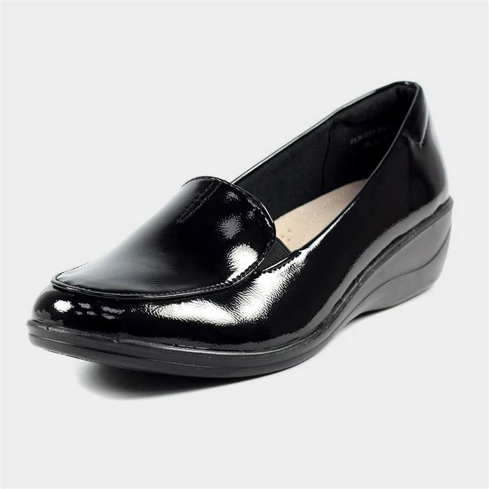 Lunar Elsbeth Womens Black Patent Slip On Shoe