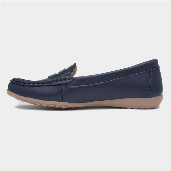 Topway Womens Navy Leather Loafer - Image 2