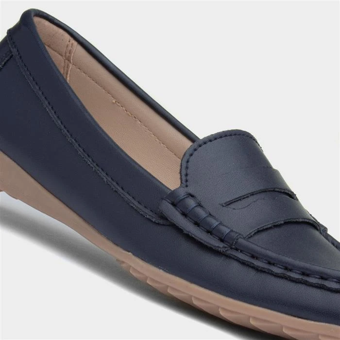 Topway Womens Navy Leather Loafer - Image 4