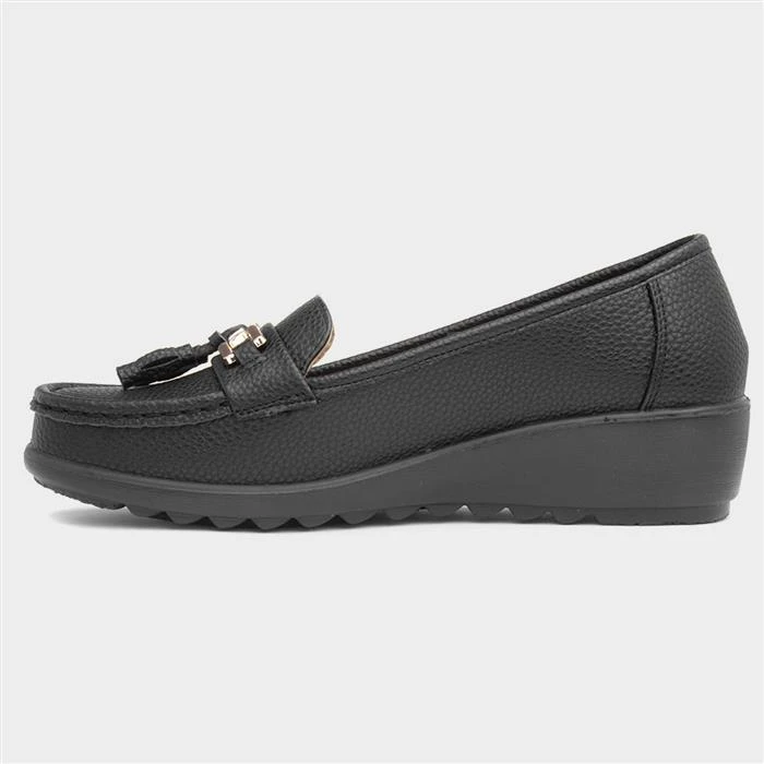 Cushion Walk Molly Womens Black Wedge Loafer - Image 2
