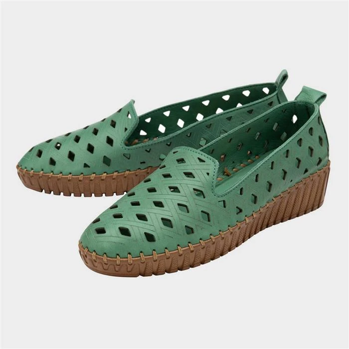 Lotus Karson Womens Green Leather Shoe
