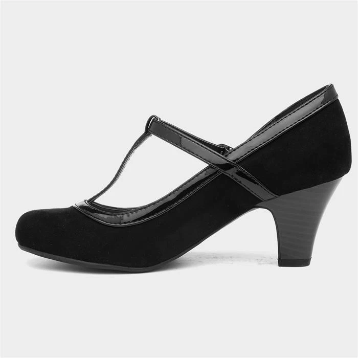 Lilley Vicky Womens Black Faux Suede Court Shoe - Image 2