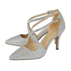 Lotus Panache Womens Metallic Silver Diamante Heel