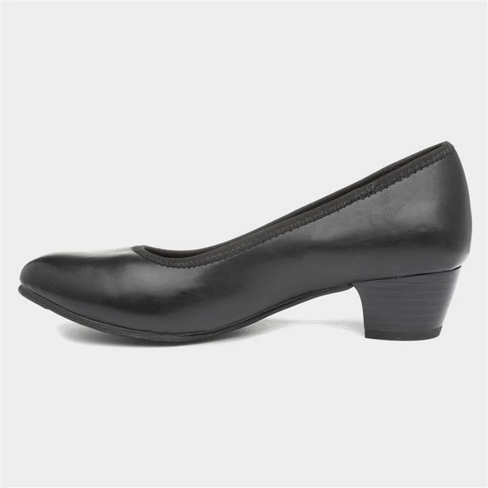 Jana Softline Womens Block Heel Black Court Shoe - Image 2