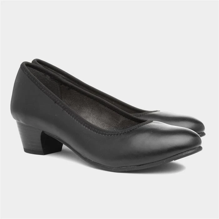 Jana Softline Womens Block Heel Black Court Shoe - Image 5