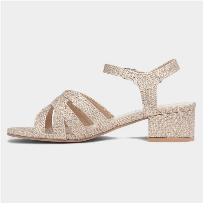 Lilley Womens Gold Glitter Heeled Sandal - Image 2