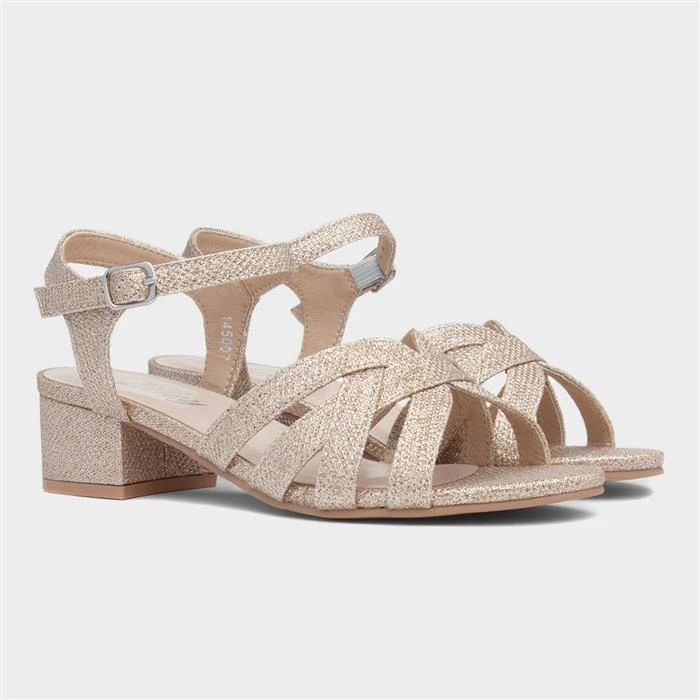 Lilley Womens Gold Glitter Heeled Sandal - Image 5