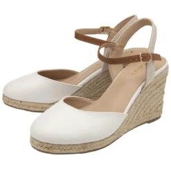 Lotus Katie Womens White Wedge Shoes