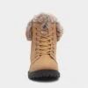 Lilley Womens Tan Lace Up Boot With Faux Fur