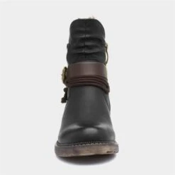 Relife Claire Womens Black Faux Fur Ankle Boot