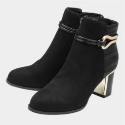 Lotus Autumn Womens Black Heeled Ankle Boot
