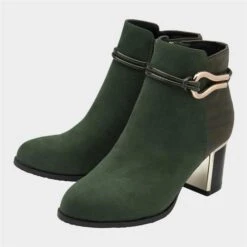 Lotus Autumn Womens Green Heeled Ankle Boot