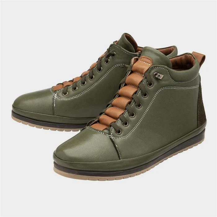 Lotus Frida Womens Khaki Tan Leather Ankle Boot