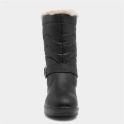 Softlites Womens Black Quilted Pull On Calf Boot