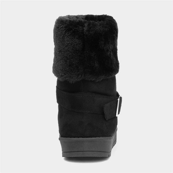 Lilley Womens Faux Fur Black Pull On Ankle Boot - Image 3