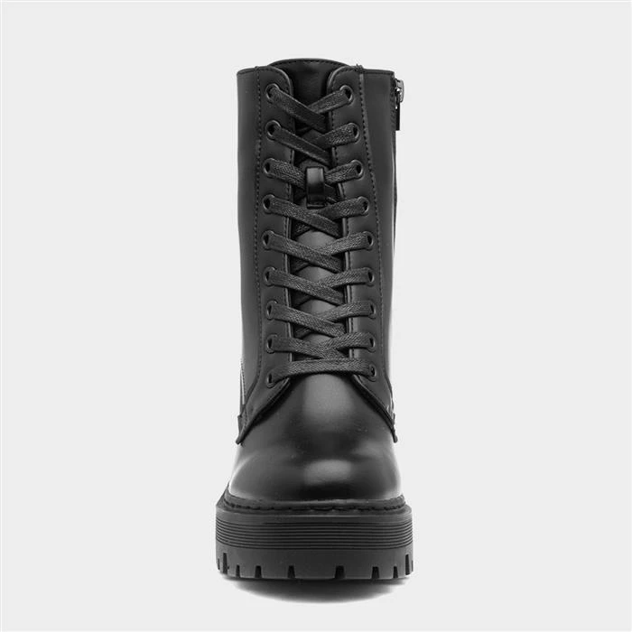 Lilley Womens Black Heeled Lace Up Boot