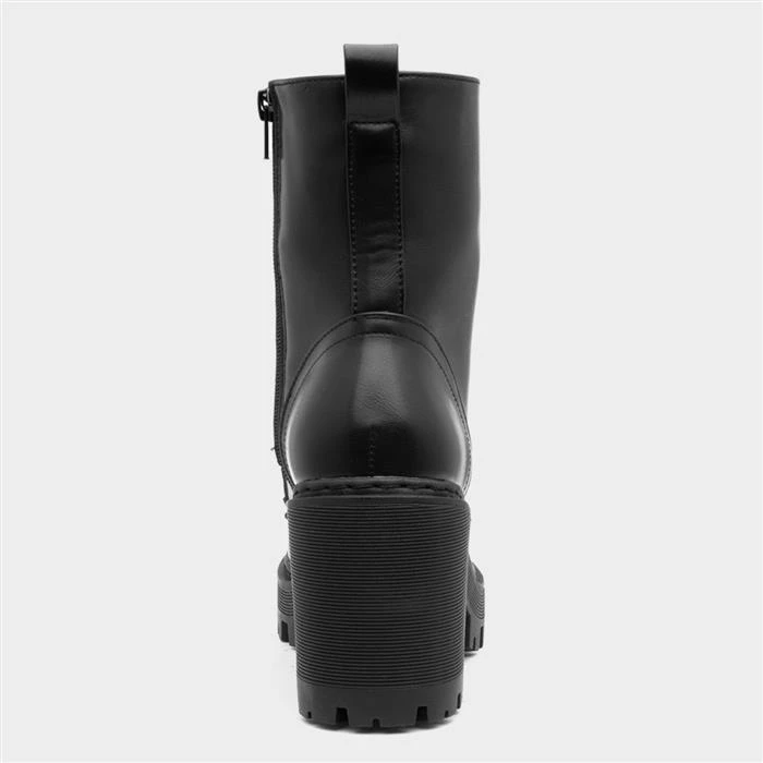 Lilley Womens Black Heeled Lace Up Boot - Image 3