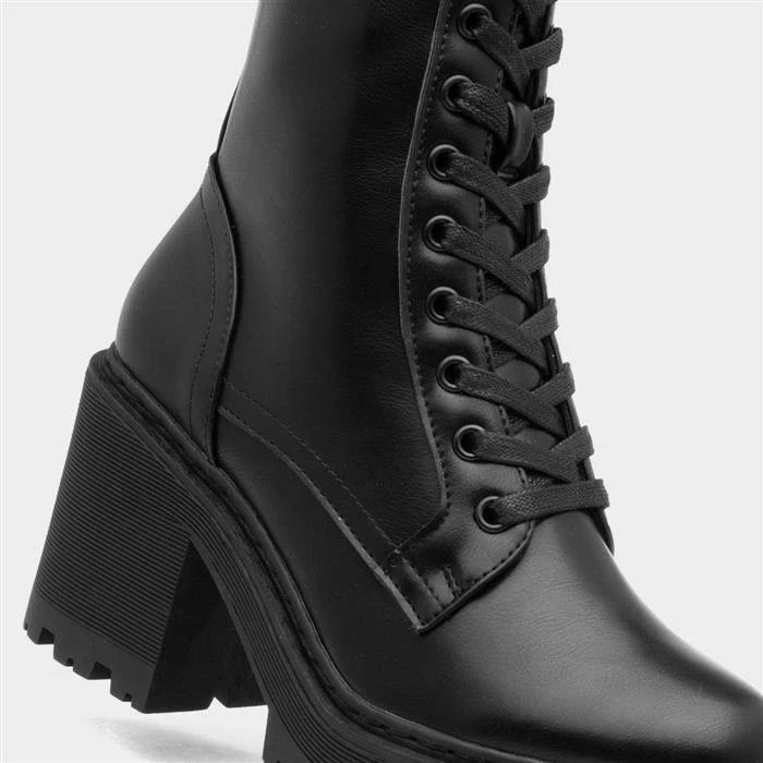 Lilley Womens Black Heeled Lace Up Boot - Image 4