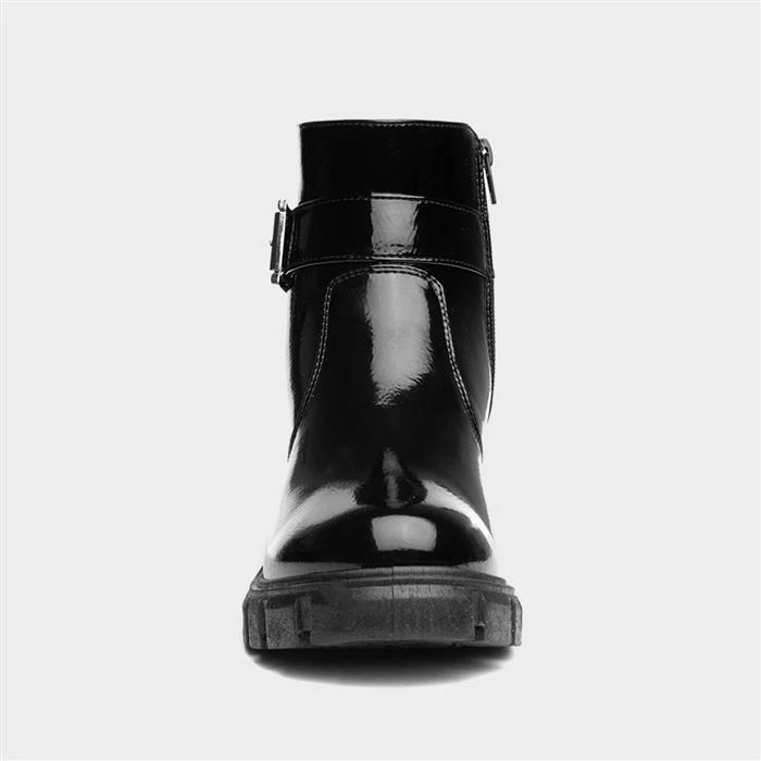 Lilley Womens Black Patent Chunky Boot