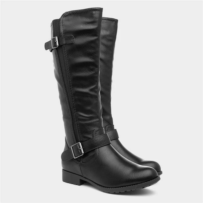 Lilley Marcy Womens Black Riding Boot With Buckles - Image 5