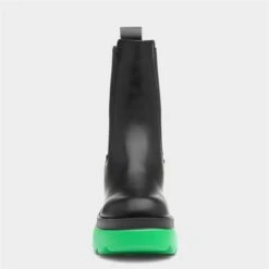 Truffle Shaznay Womens Black & Green Chunky Boot