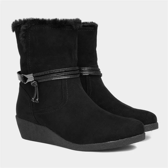 Sprox Womens Black Wedged Boot - Image 5