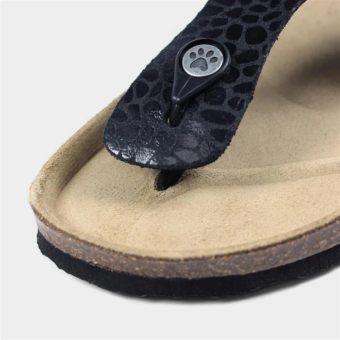 Lazy Dogz Beach Womens Black Leather Sandal - Image 3