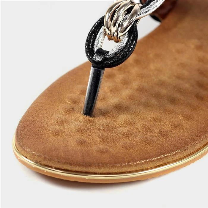 Lunar Dawley Womens Black Toe Post Sandal - Image 3