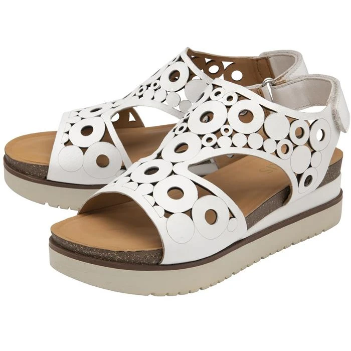 Lotus Melbourne Womens White Leather Sandal