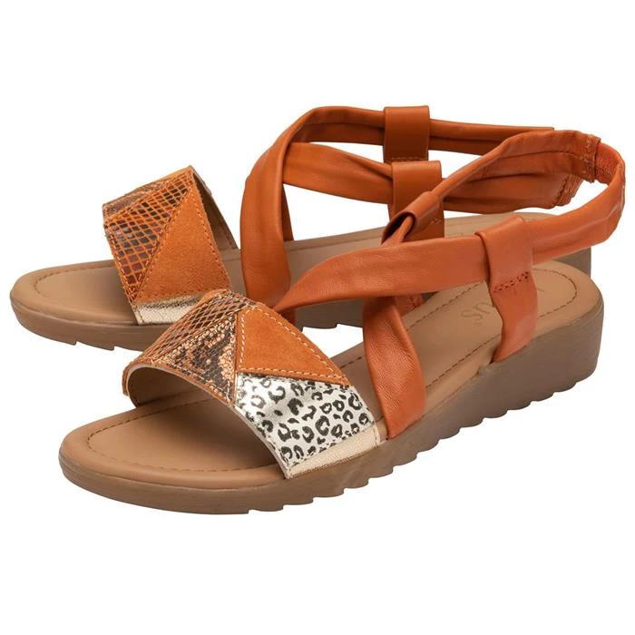 Lotus Evette Womens Orange Leather Strappy Sandal
