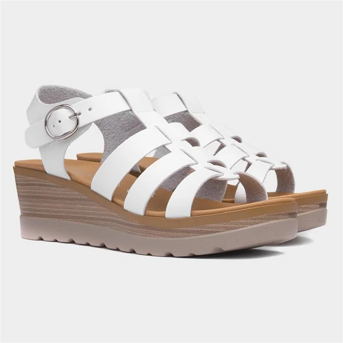Lilley & Skinner Jakarta Womens Wedge White Sandal - Image 5
