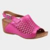 Riva Wrexham Womens Pink Leather Wedge Sandal