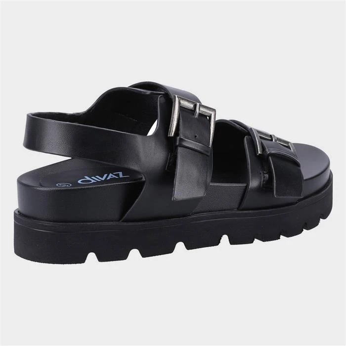 Divaz Saphia Womens Black Chunky Sandal - Image 2