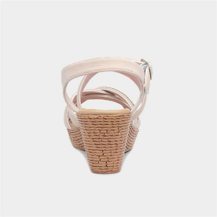 Lilley Womens Nude Diamante Wedge Sandal - Image 3