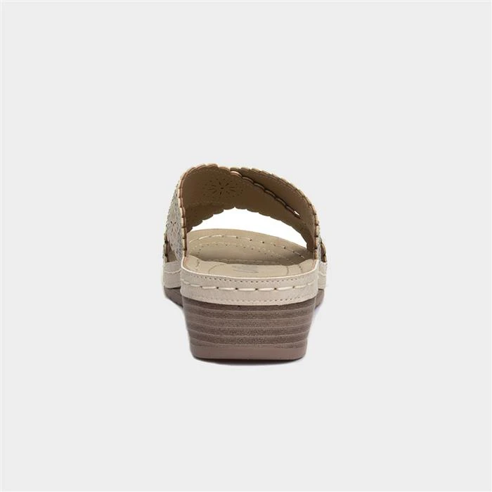 Lilley Beige Womens Cross Strap Mule Sandal - Image 3