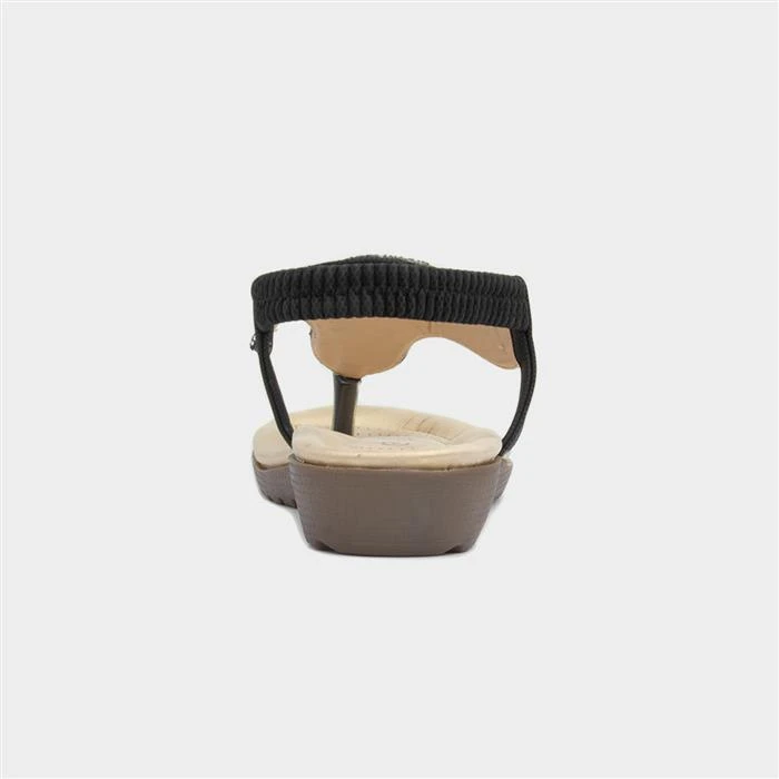 Lilley Womens Black Embellished Toe Post Sandal - Image 3