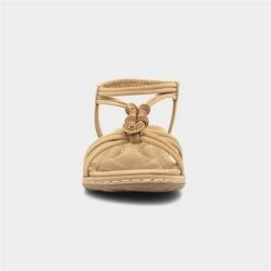 Lilley Womens Beige Flat Slip On Sandal