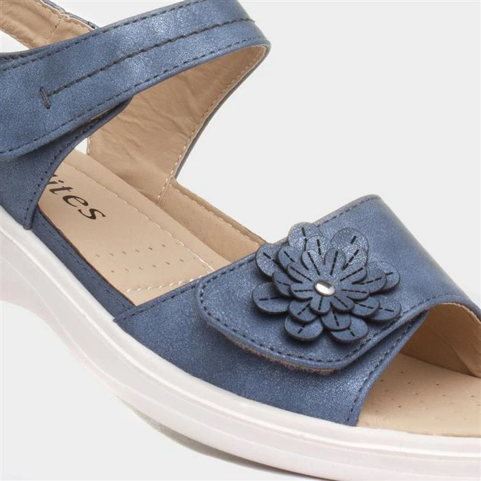 Softlites Womens Blue Flower Sandal - Image 4