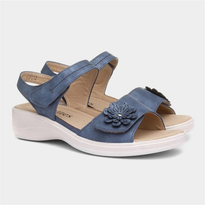 Softlites Womens Blue Flower Sandal - Image 5