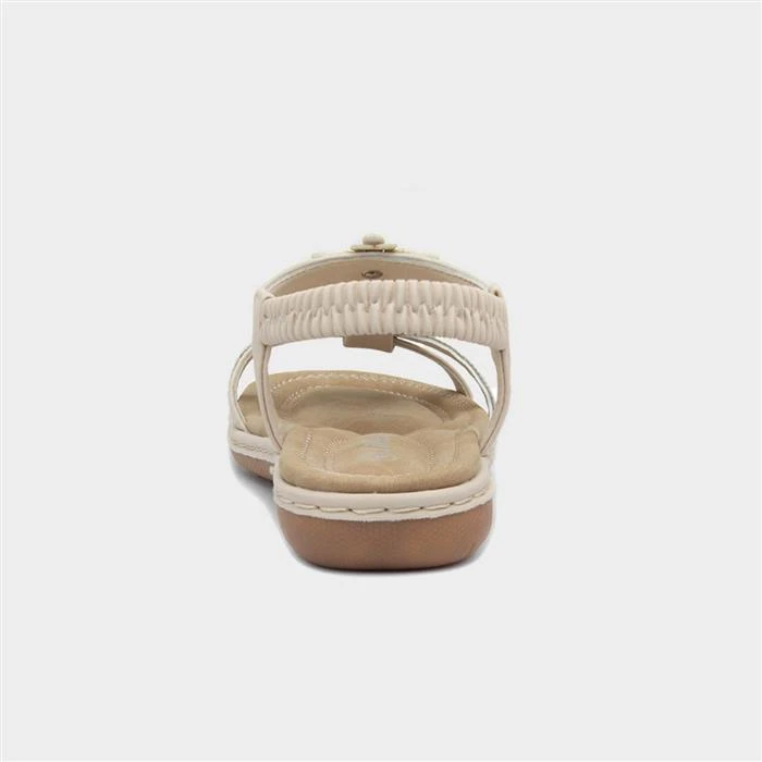 Lilley Womens Cream Diamante Sandal - Image 3