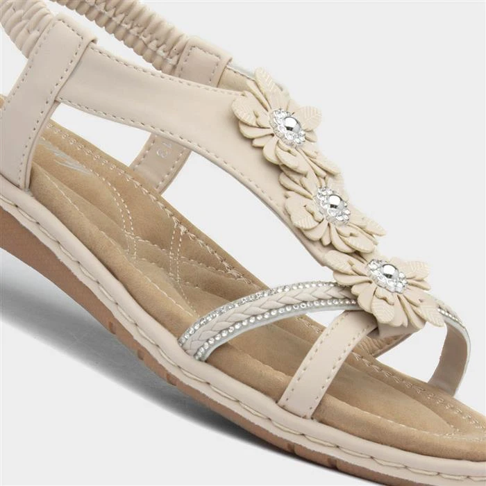 Lilley Womens Cream Diamante Sandal - Image 4