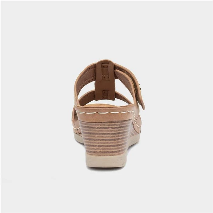 Cushion Walk Sabrina Womens Tan Wedge Mule Sandal - Image 3