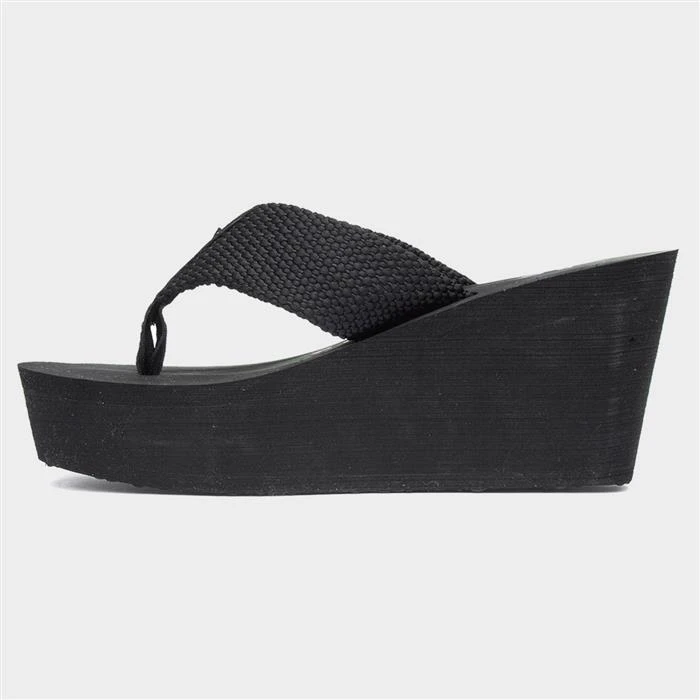 Rocket Dog Diver Womens Black Wedged Sandal - Image 2