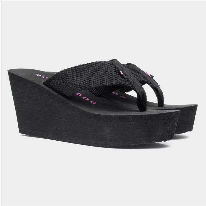 Rocket Dog Diver Womens Black Wedged Sandal - Image 5