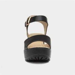 Heart Gizelle Womens Black Chunky Sandal