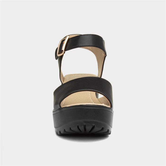 Heart Gizelle Womens Black Chunky Sandal